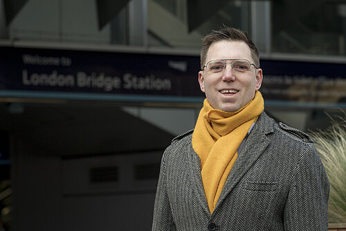 Rob Blackie pictured outside London Bridge Station